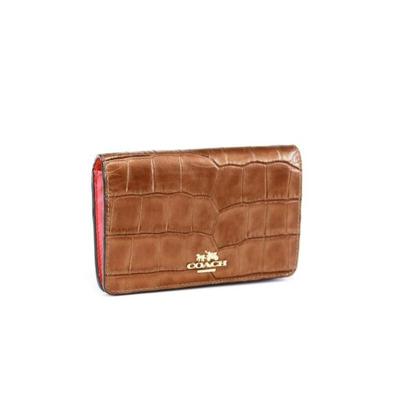 NWT Coach Croc Leather Medium Wallet w Coin Compartment Bronze - Picture 2 of 6